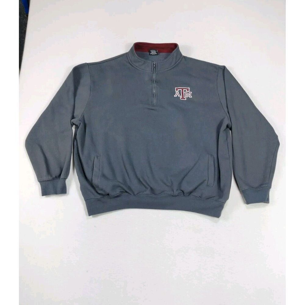Texas A&M 1/4 Zip Fleece Men's XL Gray Aggies Reveille Gig Em Colosseum College
